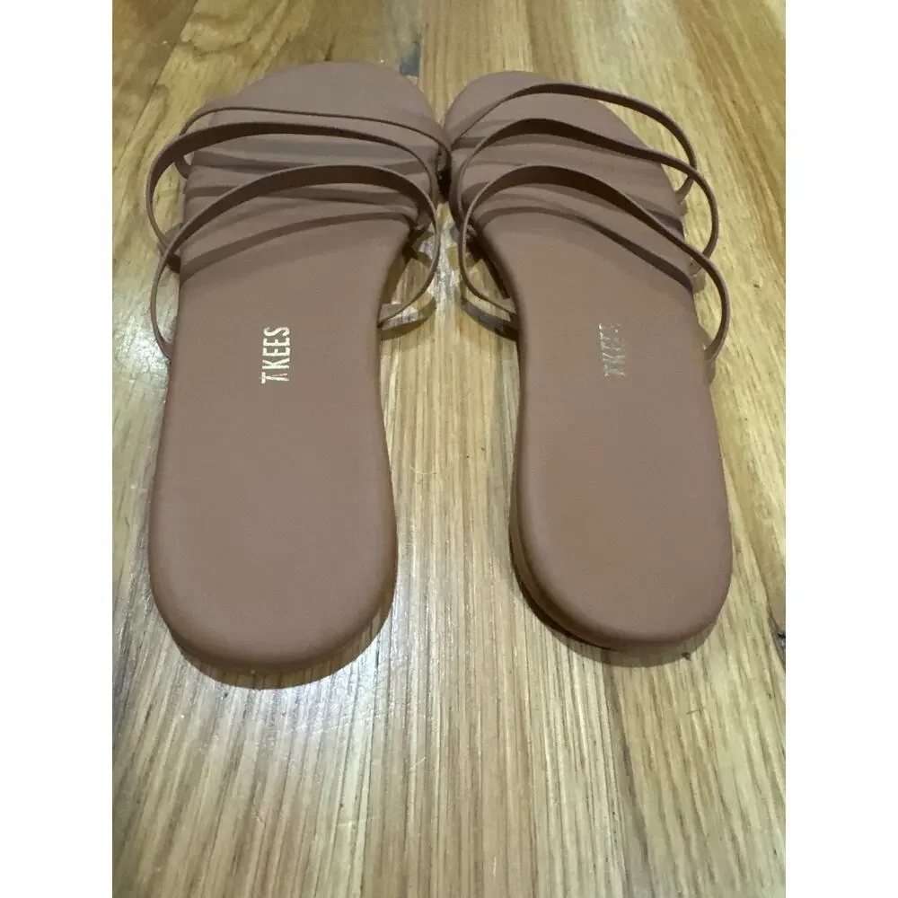 TKEES Emma Cocobutter Vegan 3 Strap Sandals Flat Slides Beach Pool Size US 9